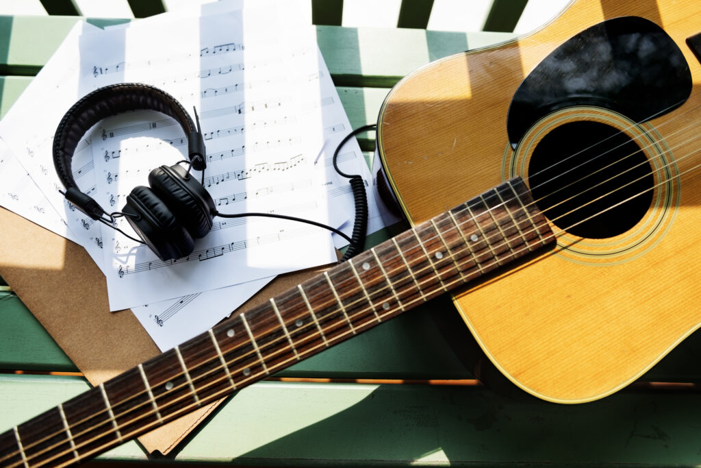 Guitar Music Note Paper Song Concept